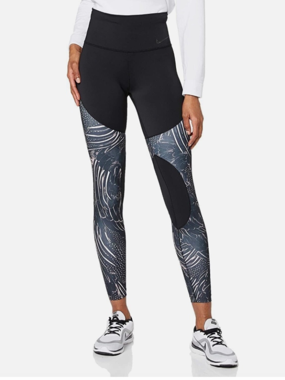 Nike Power Hyper Tight Fit Flutter Feather Print Tights | Size Small